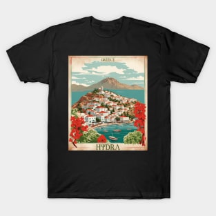 Hydra Greece Tourism Vintage Travel Poster T-Shirt